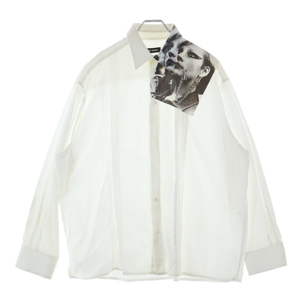 RAF SIMONS(ラフシモンズ) 19SS CROPPED SHIRT ASYMM アシメ パンク オーバーサイズ長袖シャツ ホワイト 191-293F