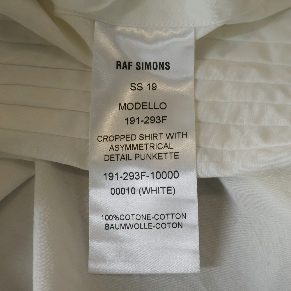 RAF SIMONS(ラフシモンズ) 19SS CROPPED SHIRT ASYMM アシメ パンク オーバーサイズ長袖シャツ ホワイト 191-293F