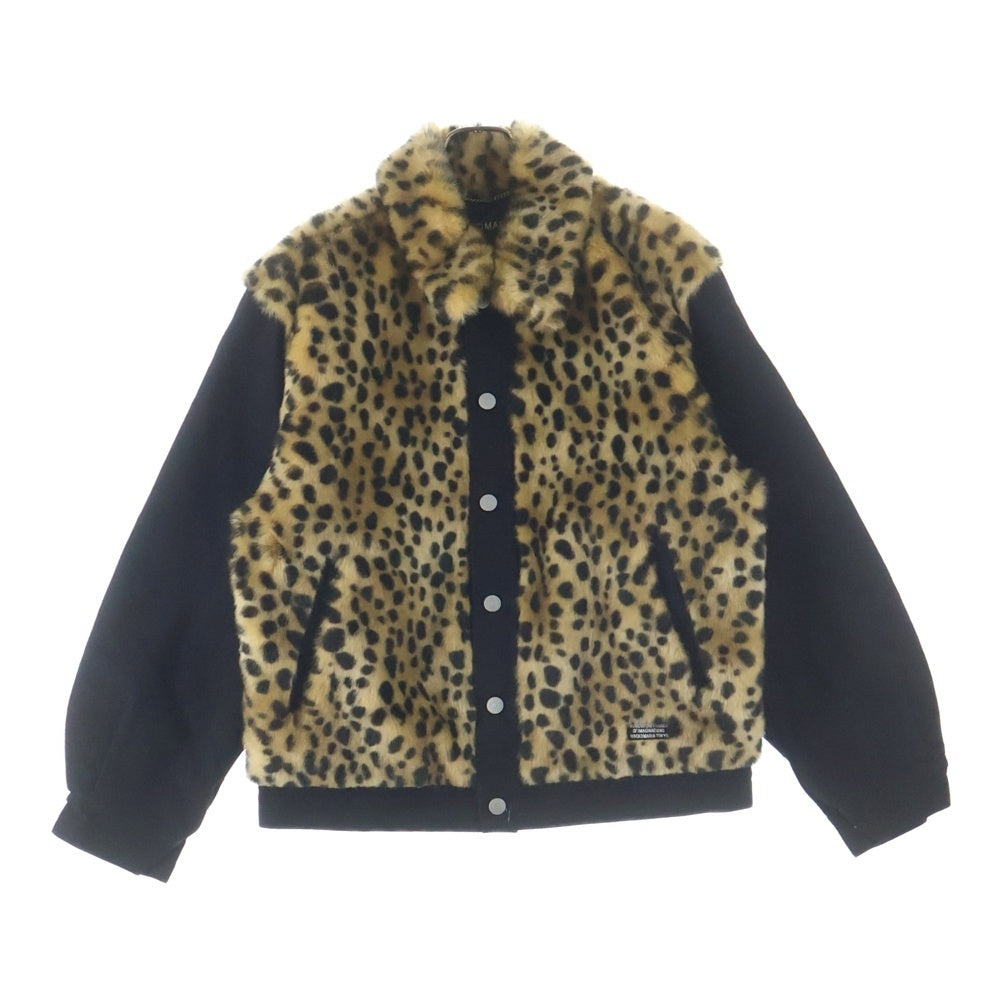 WACKO MARIA(ワコマリア) 25AW FAUX LEOPARD FUR DENIM GRIZZLY JACKET レオパード ファー デニム グリズリージャケット ブラック/ブラウン 25FW-WMOーBL17