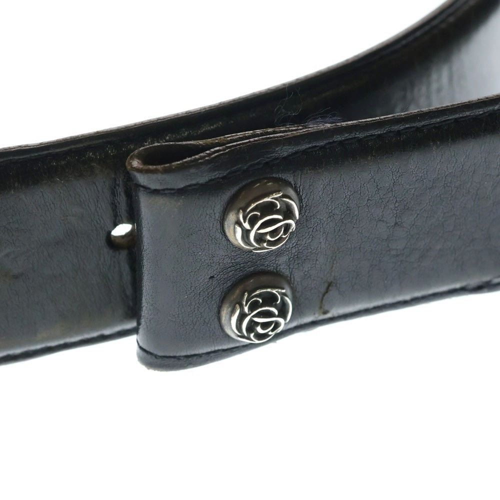 CHROME HEARTS(クロムハーツ) 1.5 STRAP 1.5inch フローラルリベッツ レザーベルト ブラック