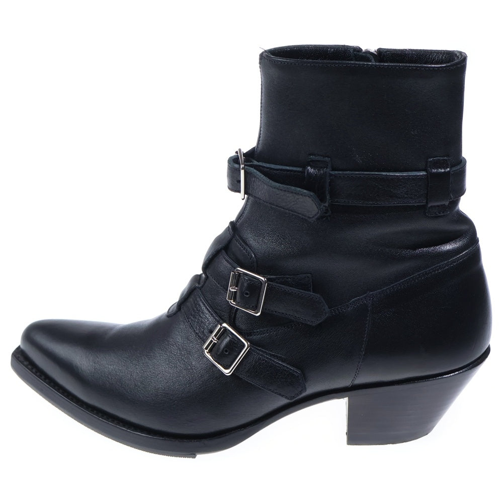 CELINE(セリーヌ) 19SS ベルリン ベルトストラップ カーフスキン レザーヒールブーツ ブラック