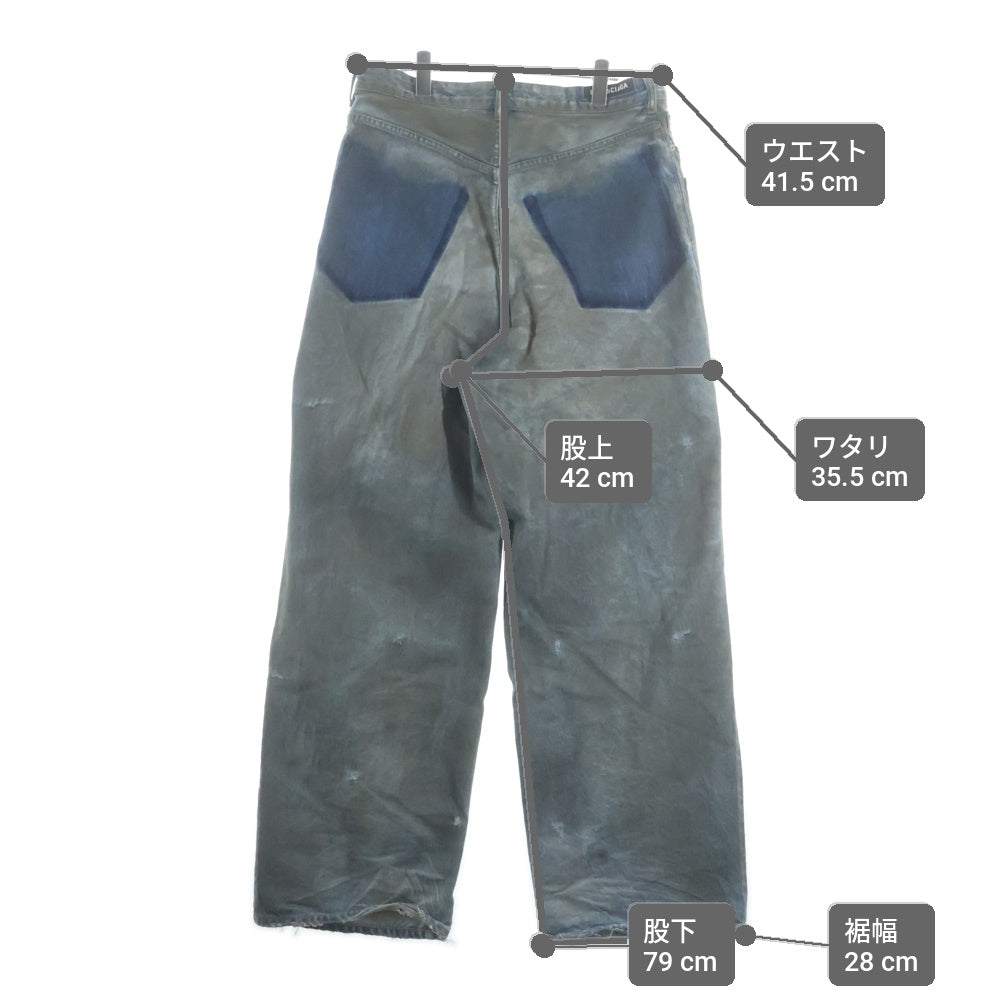 BALENCIAGA(バレンシアガ) 23AW PATCHED POCKET BAGGY JEANS ダメージ加工 バギーデニムパンツ インディゴ 751111 TDW14