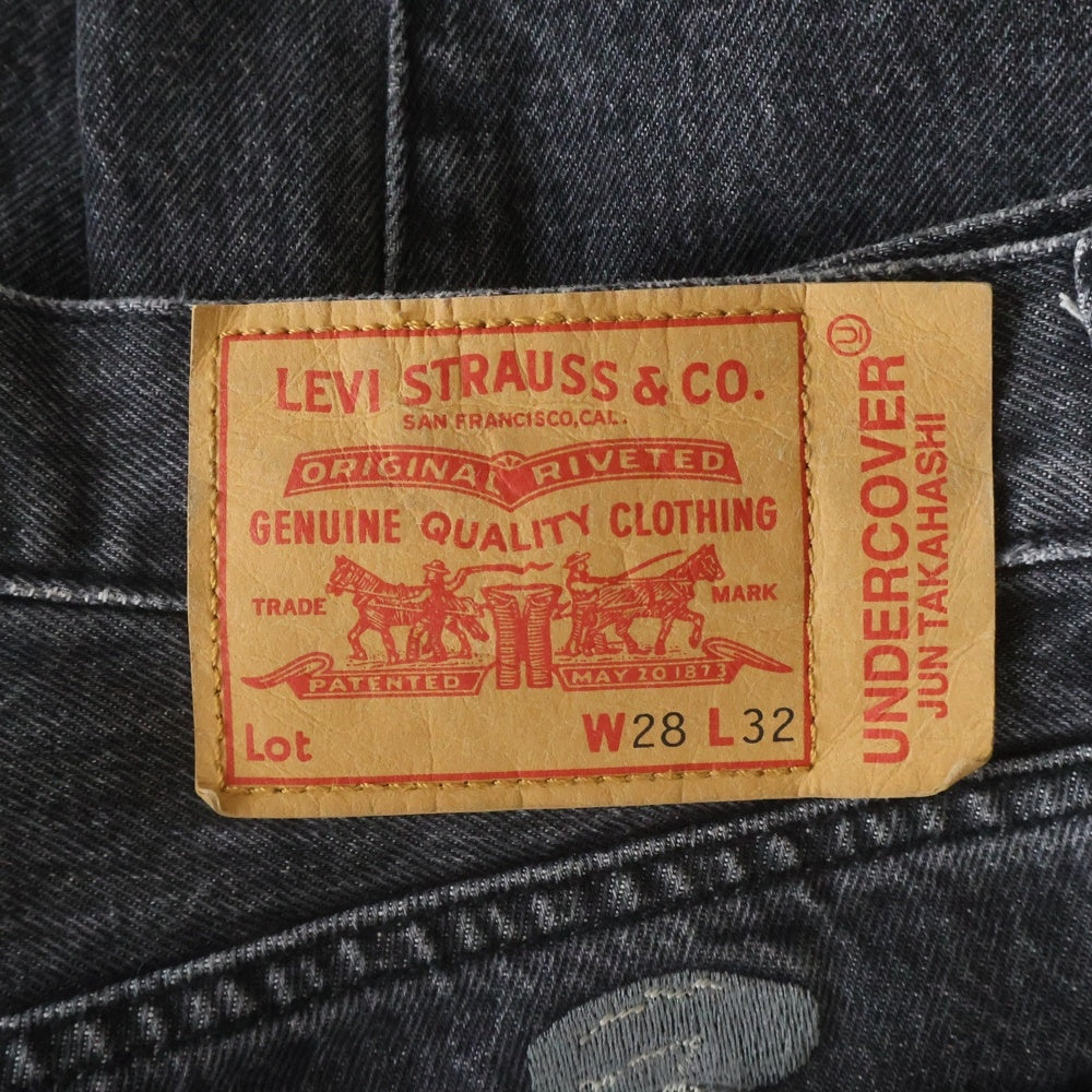 UNDERCOVER(アンダーカバー) 25SS ×LEVI'S リーバイス フロントデザインバギーパンツ デニムパンツ ブラック 001YZ-0000
