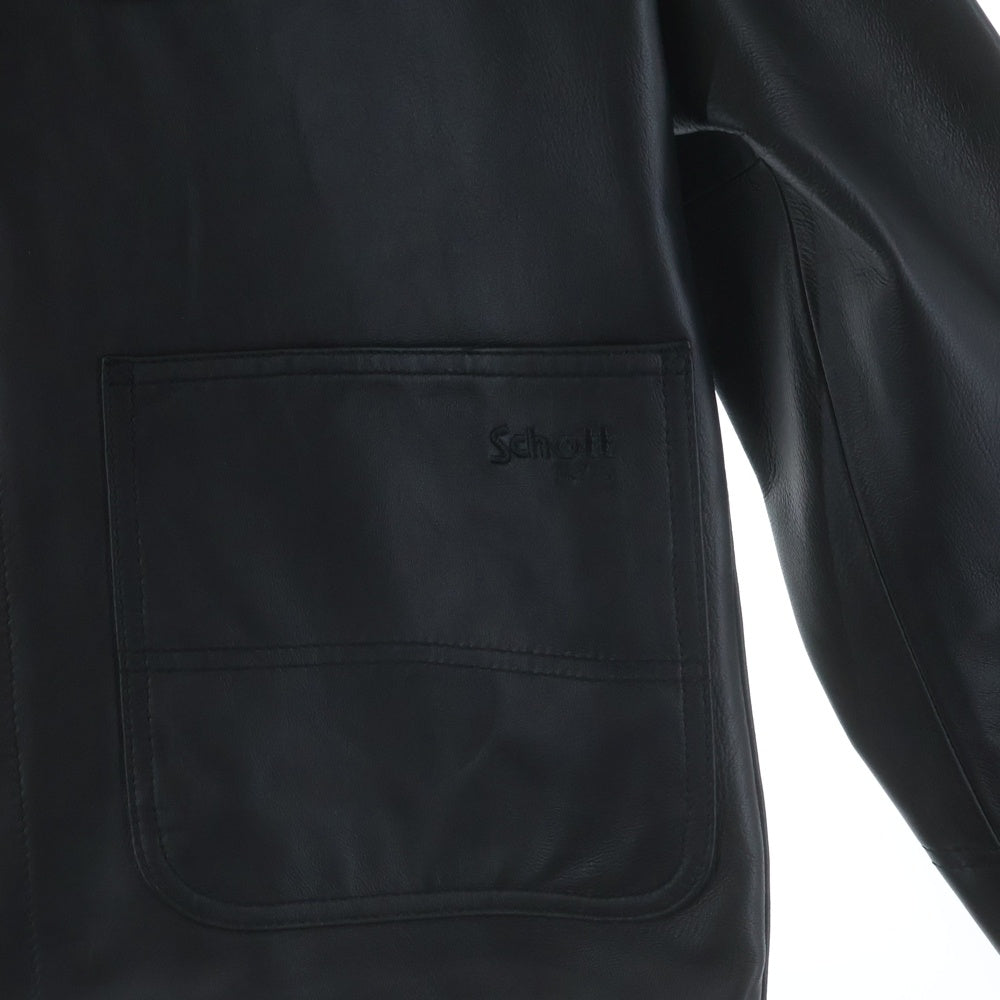 SCHOTT(ショット) LAMB LEATHER COVERALL JACKET ラムレザージャケット レザーカバーオール ブラック 3111050