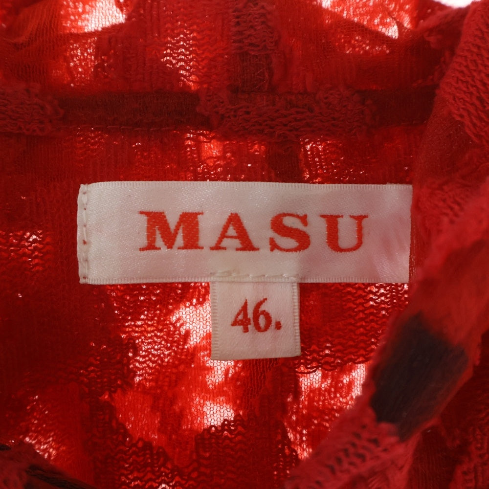 MASU(エムエーエスユー) 23AW ANGEL LACE HOODIE カンガルーポケット エンジェル総柄 レースフーディ レッド/ブラック