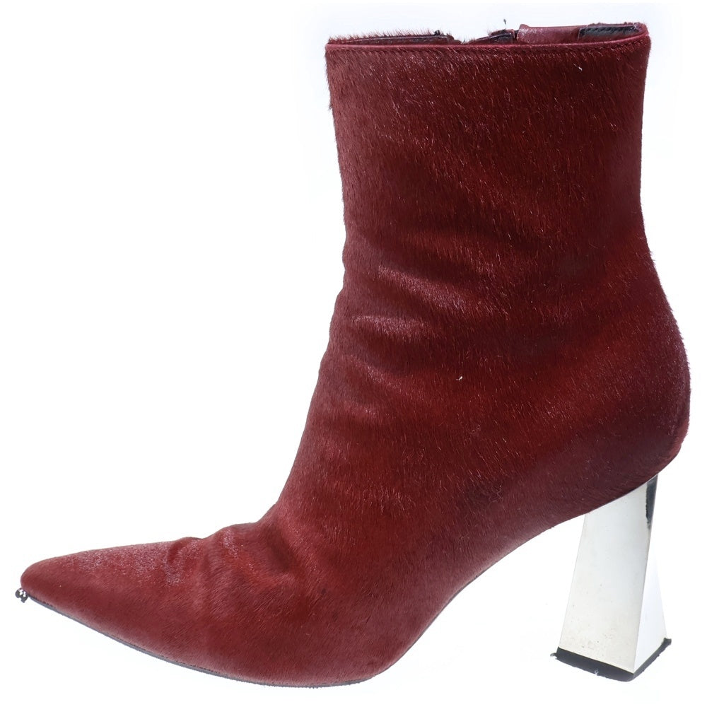 Peter Do(ピーター ドゥ) 21AW KEBIR PONY METAL PRISM BOOT サイドジップ ケブラーポニー メタルプリズム ヒールブーツ レッド PD-FW21-913