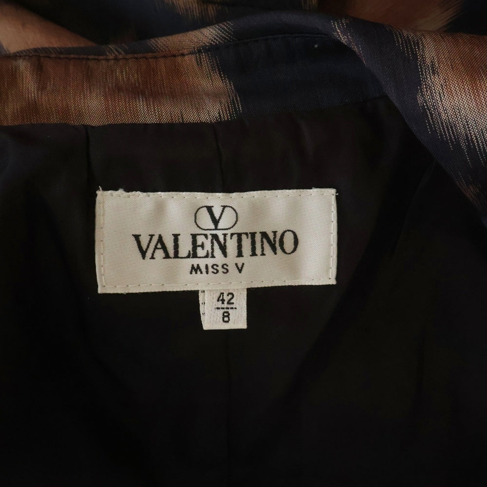 VALENTINO(ヴァレンティノ) ダブルブレスト 花総柄 テーラードジャケット レディース ブラック/ブラウン