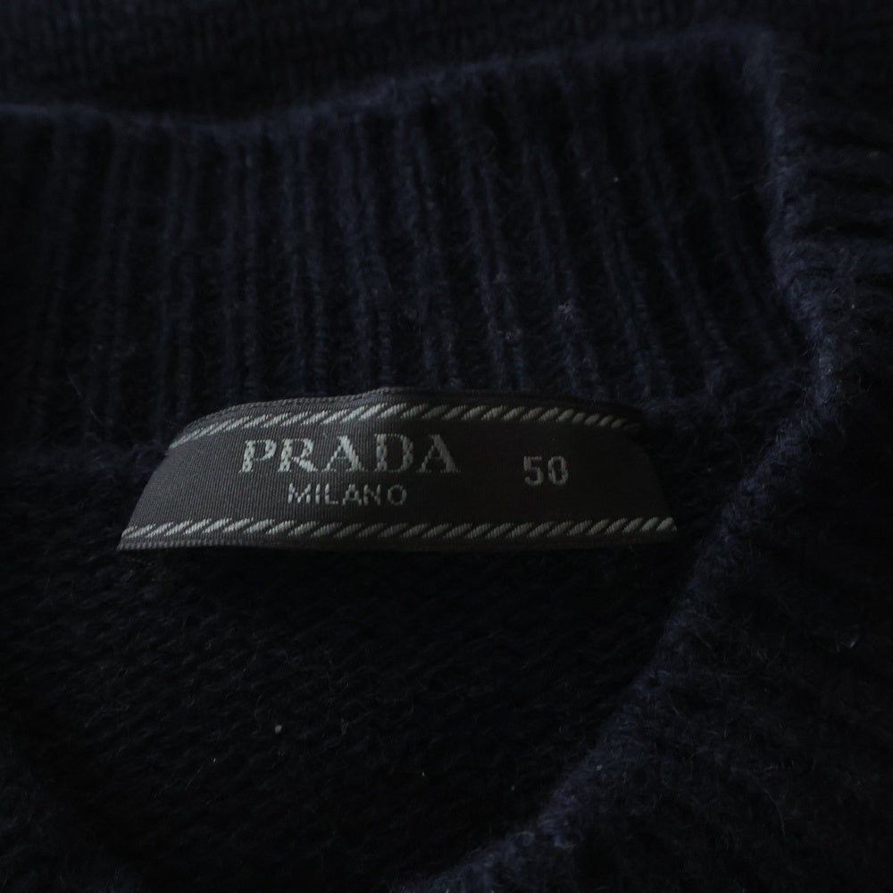 PRADA(プラダ) 23AW ロゴ刺繍 エンブロイダリー モックネック カシミアニット ブラック UMR576 S232