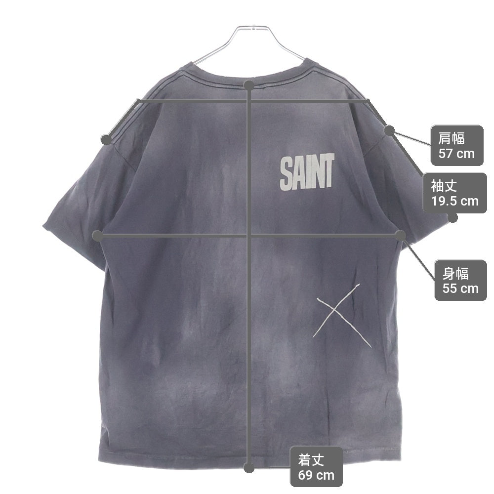 SAINT MICHAEL(セントマイケル) ×LASTMAN ラストマン ヴィンテージ加工グラフィック半袖Tシャツ カットソー グレー SM-YS8-0000-C44