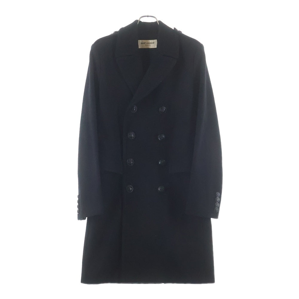 SAINT LAURENT PARIS(サンローランパリ) 碇ボタンダブルブレストチェスターコート ウールコート ブラック 354712 Y980F