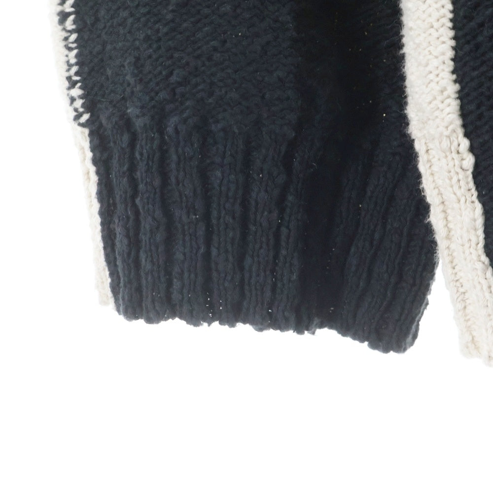 MM6 Maison Margiela(エムエムシックスメゾンマルジェラ) 25SS カレッジロゴ バイカラー ニット セーター ブラック/アイボリー SH0HL0025 M13084