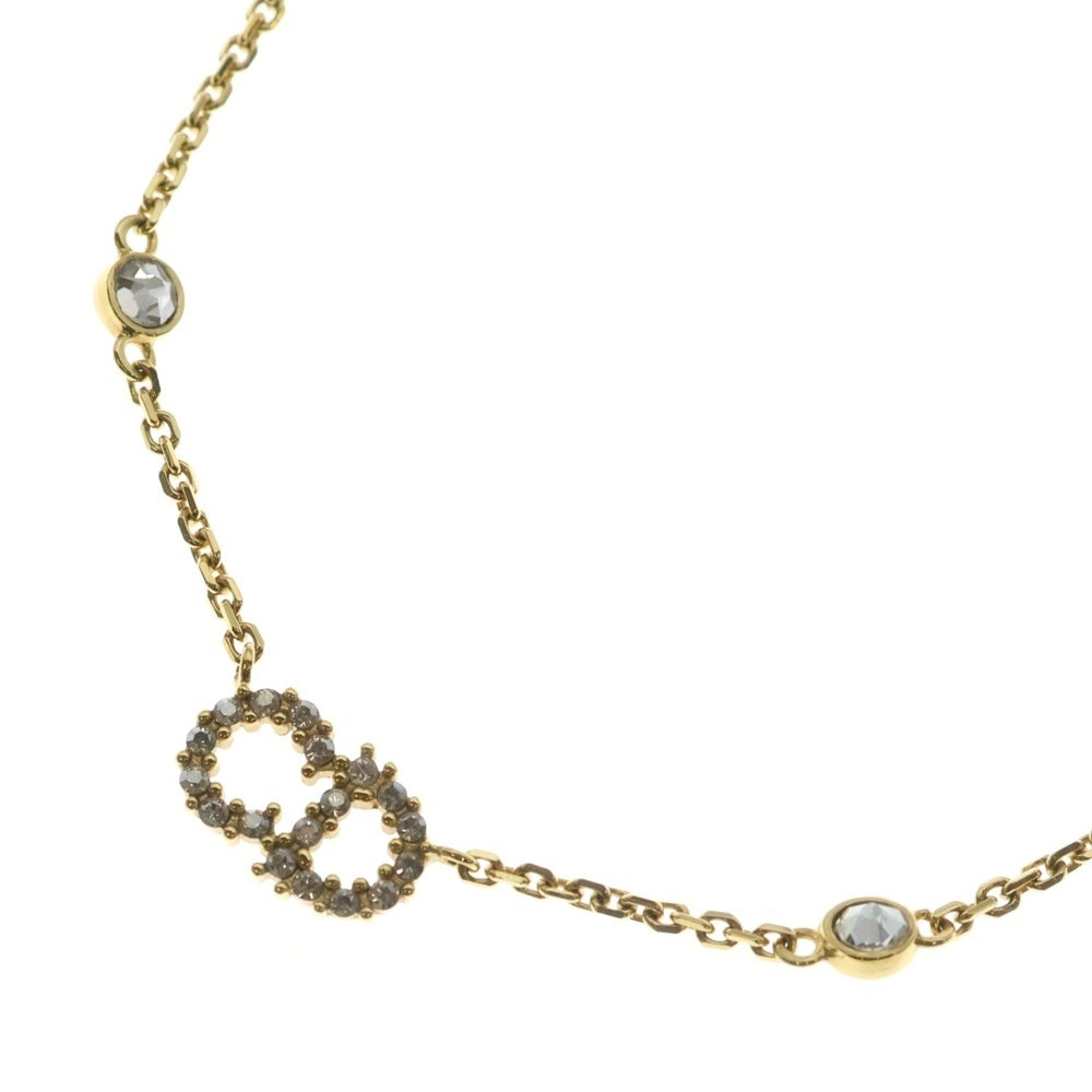 Christian Dior(クリスチャンディオール) CDロゴ ラインストーンネックレス ゴールド GP レディース