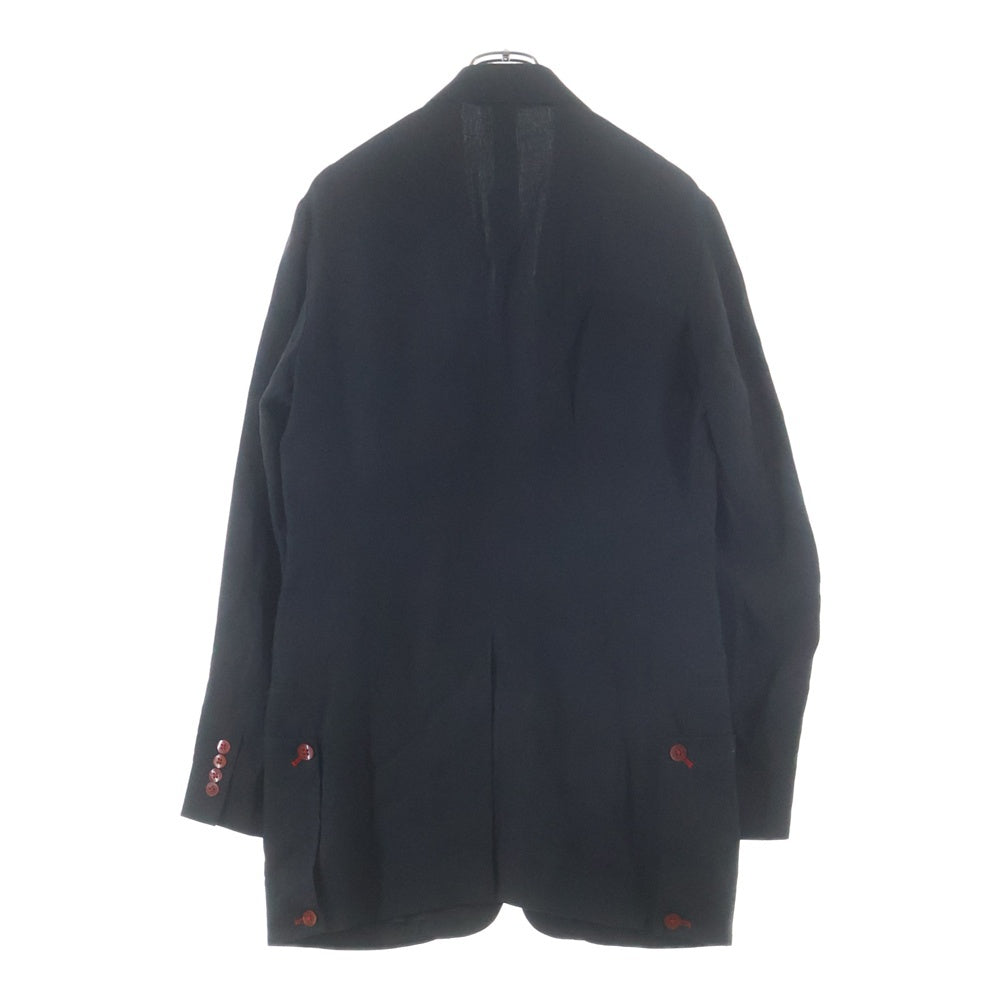 Yohji Yamamoto POUR HOMME(ヨウジヤマモト プールオム) 05ss 多釦デザインロングジャケット 赤ボタン ステッチデザイン テーラードジャケット ブラック/レッド HY-J60-801