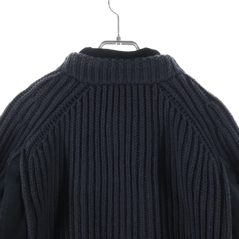 Sacai(サカイ) ×Carhartt WIP Duck Wool Knit Blouson ウォッシュド ダック ウールニット ドッキングブルゾン セーター ブラック 25-03860M