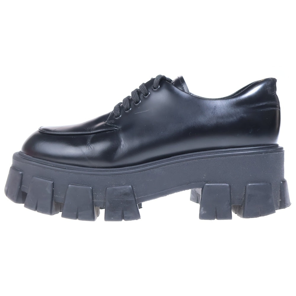PRADA(プラダ) モノリス ブラッシュド レザー レースアップ シューズ ブラック 708 レディース