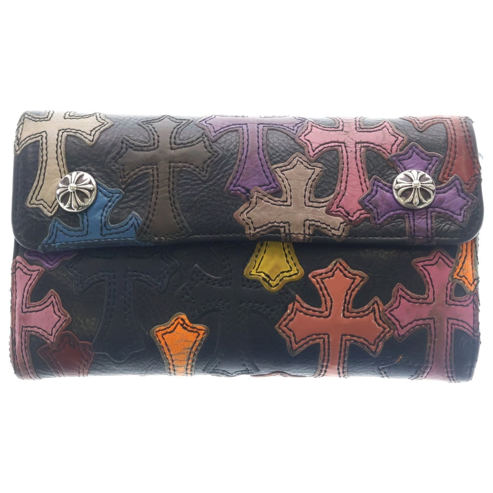 CHROME HEARTS(クロムハーツ) WAVE CROSS PATCH クロスパッチ付き クロスボールボタン ウェーブレザーウォレット マルチ