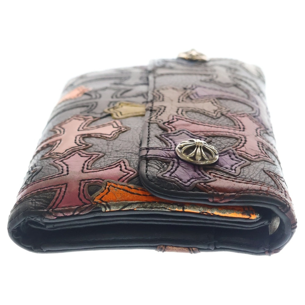 CHROME HEARTS(クロムハーツ) WAVE CROSS PATCH クロスパッチ付き クロスボールボタン ウェーブレザーウォレット マルチ