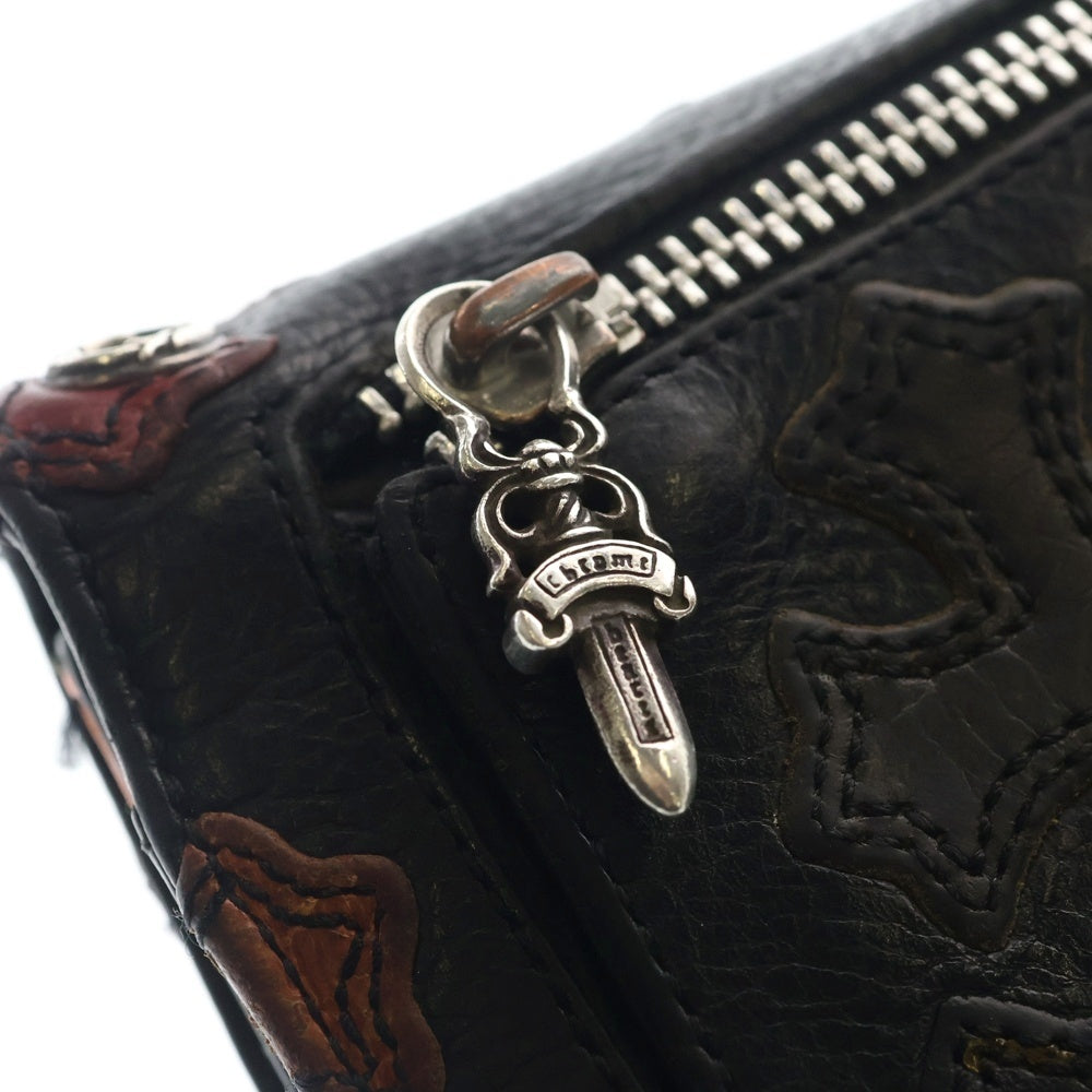 CHROME HEARTS(クロムハーツ) WAVE CROSS PATCH クロスパッチ付き クロスボールボタン ウェーブレザーウォレット マルチ