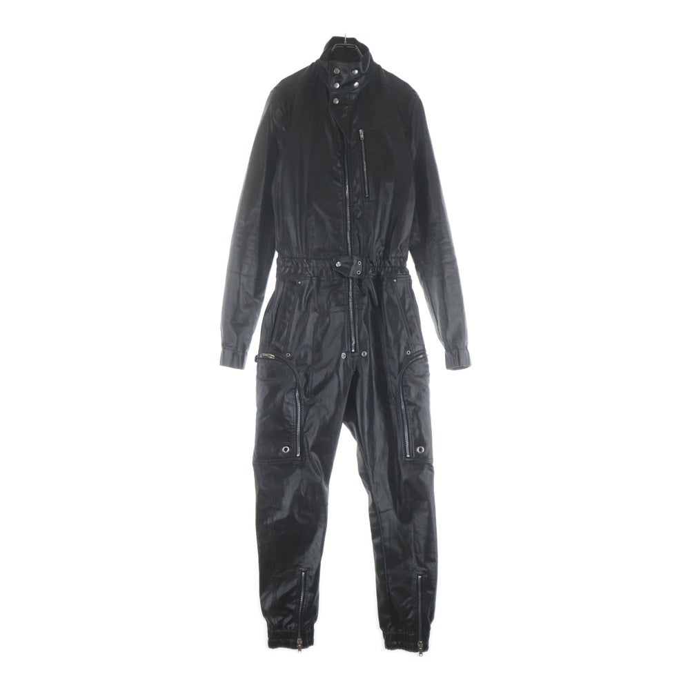 Rick Owens(リックオウエンス) Bauhaus Denim Flightsuit バウハウス デニムフライトスーツ コーティングジャンプスーツ ブラック RU01C4554-SLQ