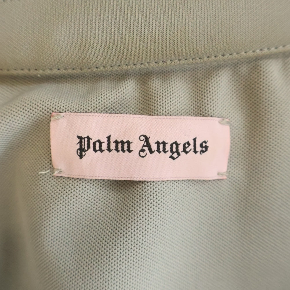 Palm Angels(パームエンジェルス) スタッズ レザー切替 トラックジャケット ジップアップトレーナー モスグリーン/ブラック PMBD010F18384004