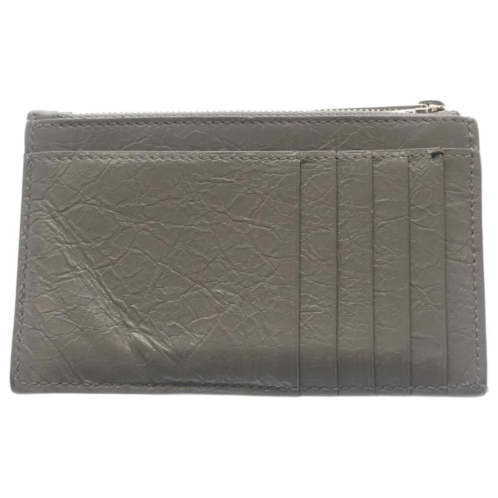 BALENCIAGA(バレンシアガ) Monaco モナコ ロング アリーナラムスキン コイン&カードホルダー レザーカードケース グレー