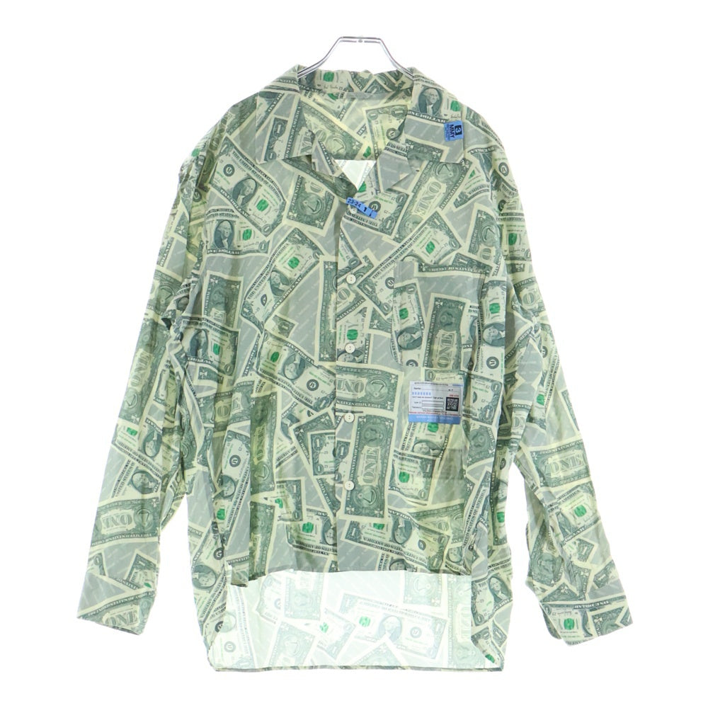 MAISON MIHARAYASUHIRO(メゾンミハラヤスヒロ) Dollar Bill Printed Shirts ドル札プリント 長袖シャツ グリーン/ホワイト A11SH073
