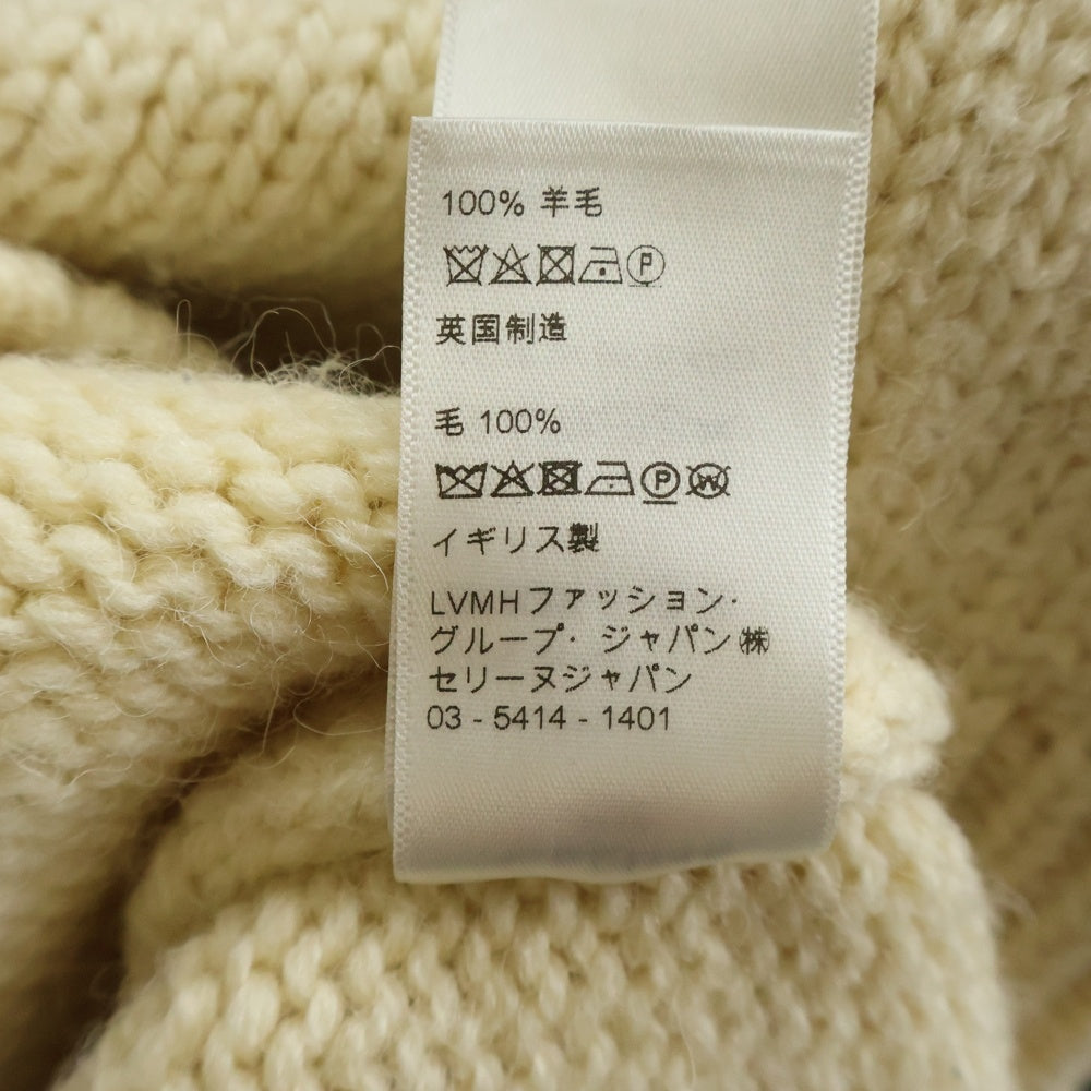 CELINE(セリーヌ) 21AW オーバーサイズ シェットランド ウール クルーネック プルオーバー 長袖ニット セーター アイボリー/ネイビー 2A38Q107O
