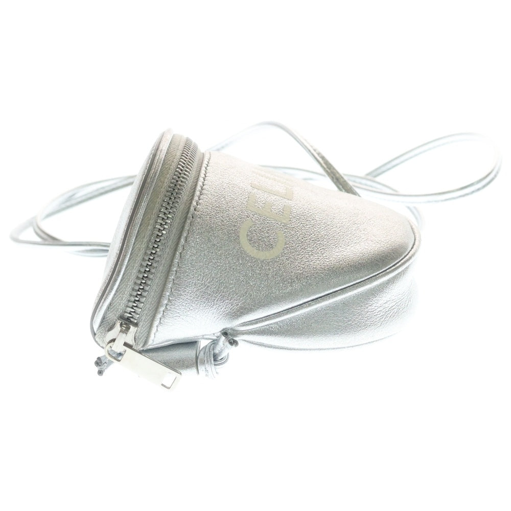 CELINE(セリーヌ) LOGO PRINTED TRUMPET SHOULDER BAG ロゴ プリント トランペット ショルダーバッグ シルバー レディース