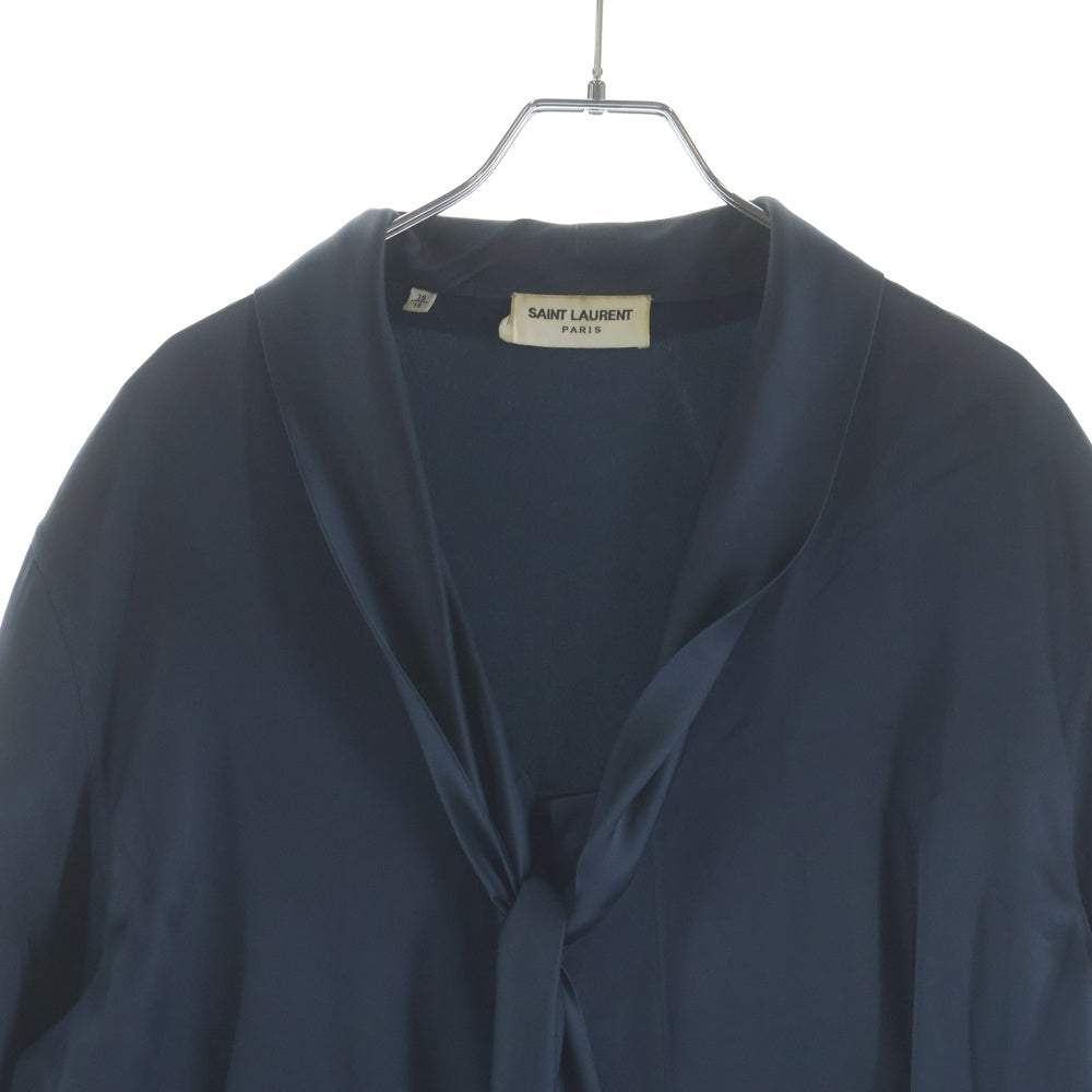 SAINT LAURENT PARIS(サンローランパリ) 23SS シルク ボウタイ シャツ ブルー 760906 Y1H54