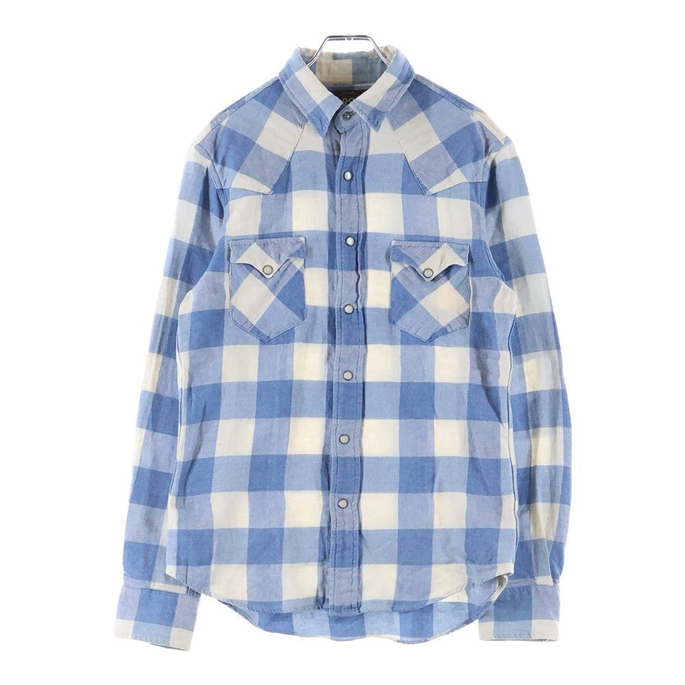 RRL(ダブルアールエル) 長袖チェックシャツ フランネルシャツ ホワイト/ブルー 65978