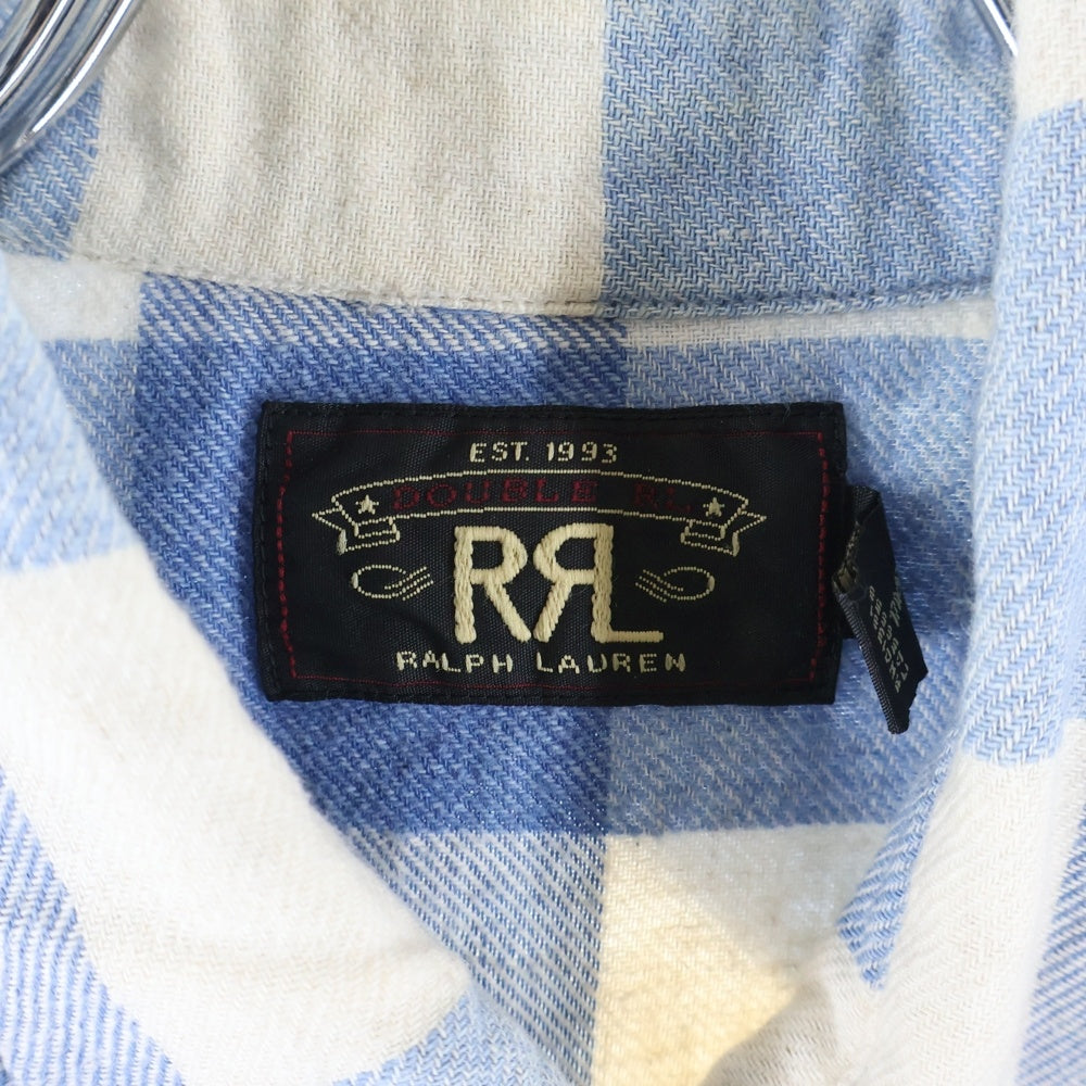 RRL(ダブルアールエル) 長袖チェックシャツ フランネルシャツ ホワイト/ブルー 65978