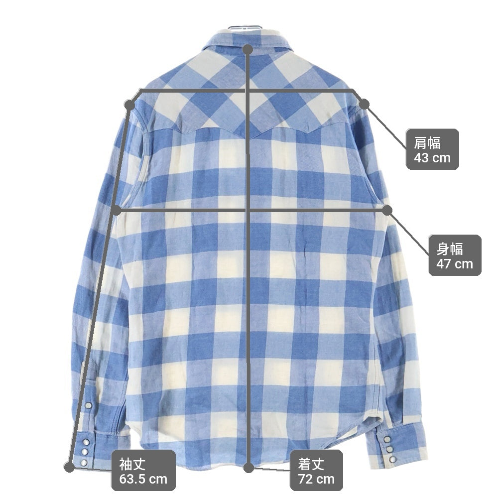 RRL(ダブルアールエル) 長袖チェックシャツ フランネルシャツ ホワイト/ブルー 65978