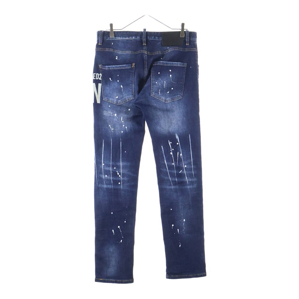 DSQUARED2(ディースクエアード) 21AW ペイントダメージスキニーデニムパンツ インディゴ S74LB0764 S30342