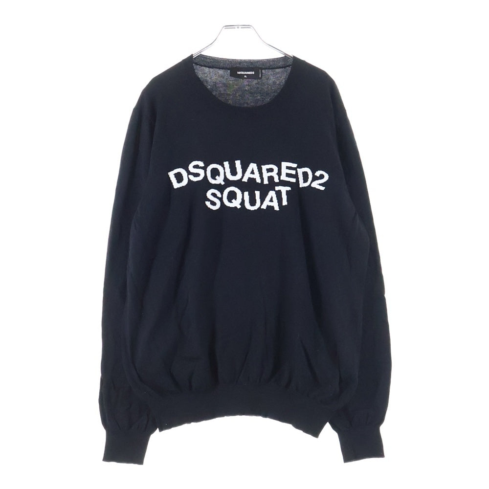 DSQUARED2 ディースクエアード D2 CARTOON PULLOVER フロントロゴ クルーネック ウールニット セーター ブラック S74HA1239 DSQUARED2(ディースクエアード) D2 CARTOON PULLOVER フロントロゴ