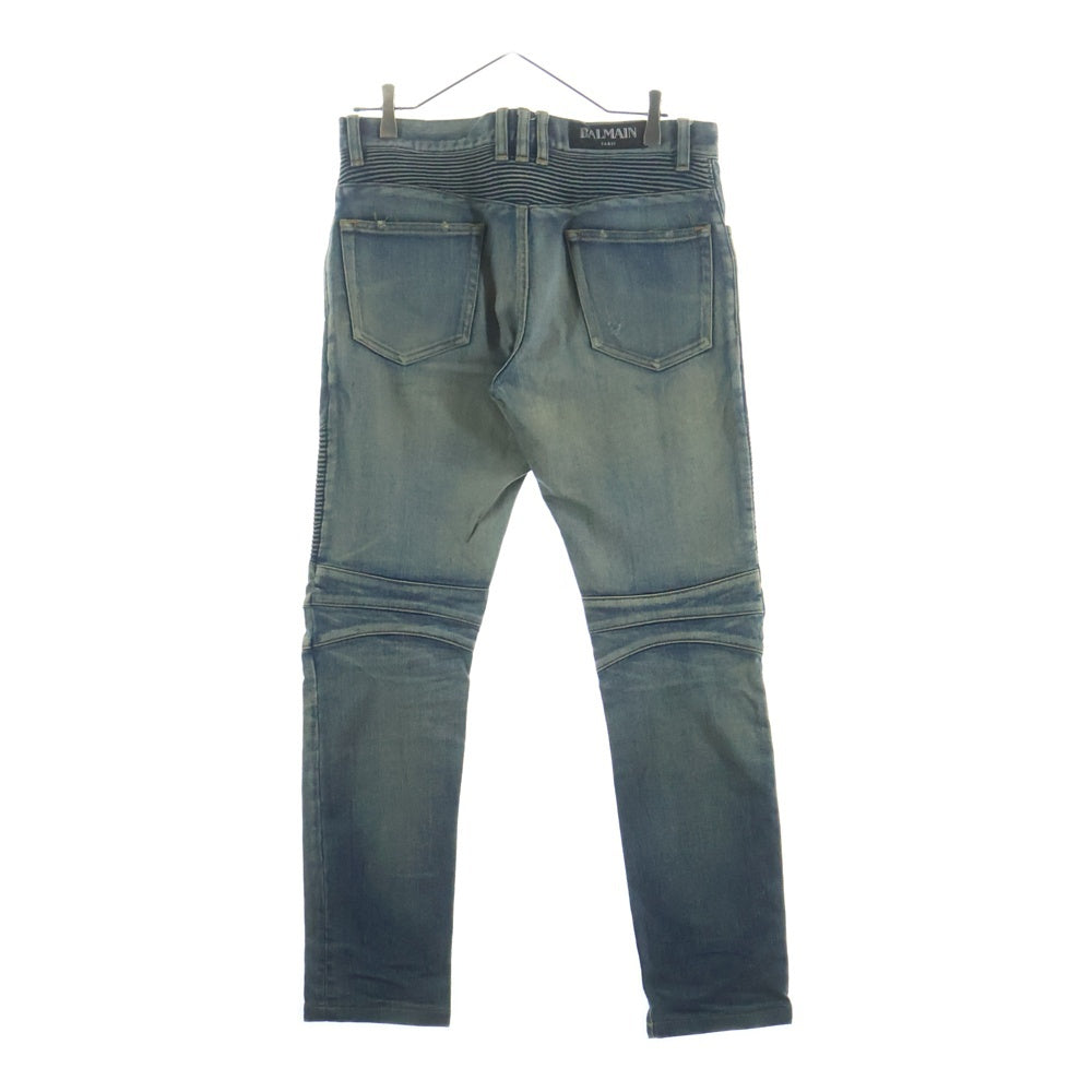 BALMAIN(バルマン) ダメージ加工バイカーデニムパンツ インディゴ POHT551C710OV