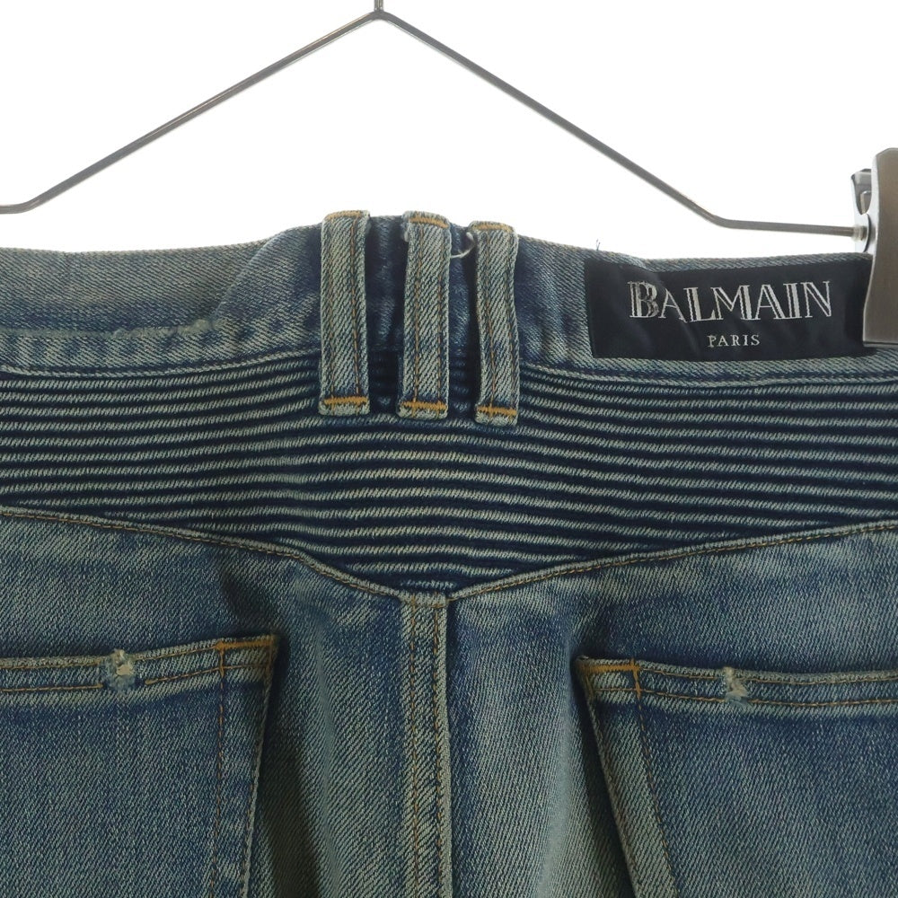 BALMAIN(バルマン) ダメージ加工バイカーデニムパンツ インディゴ POHT551C710OV