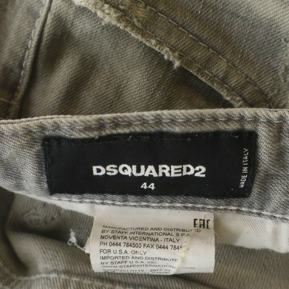 DSQUARED2(ディースクエアード) 17AW SKATER JEAN ボタンフライ デニムパンツ ダメージ加工ストレートパンツ グレー S74LB0223