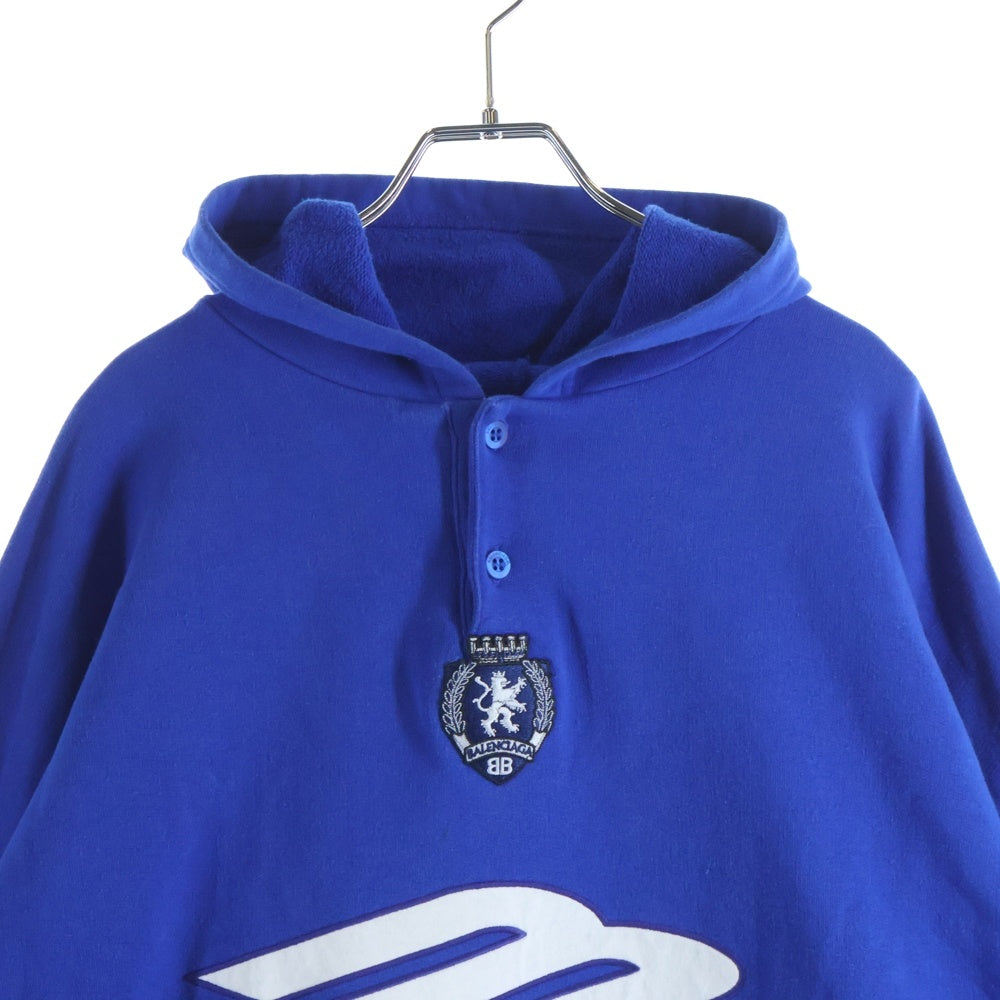 BALENCIAGA(バレンシアガ) 25AW 3b Football Polo Hoodie フットボール ポロ プルオーバーパーカー ブルー 827939 TTVQ8