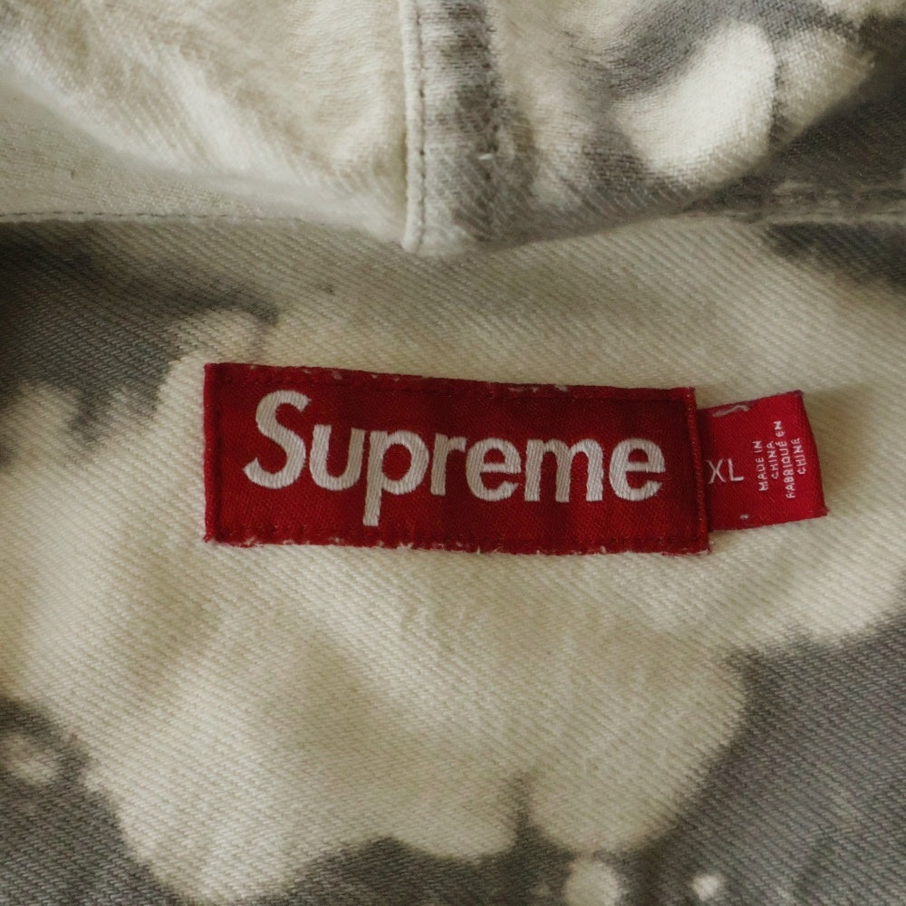 SUPREME(シュプリーム) 25SS Hooded Denim Shirt Bleached ブリーチ加工 デニムフーディーシャツ グレー