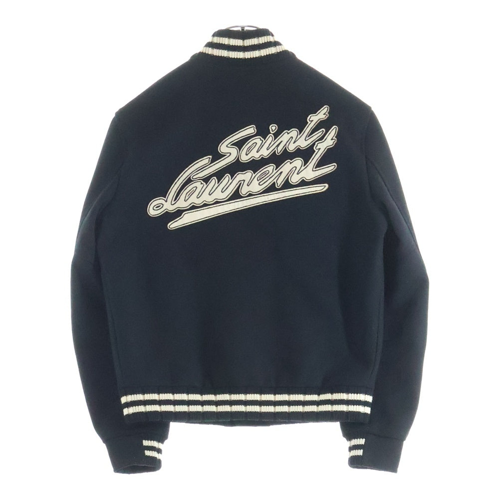 SAINT LAURENT PARIS(サンローランパリ) 22SS Teddy Jacket バック ロゴ テディ ジャケット ウール スタジャン ブラック/ホワイト 625918 Y180W