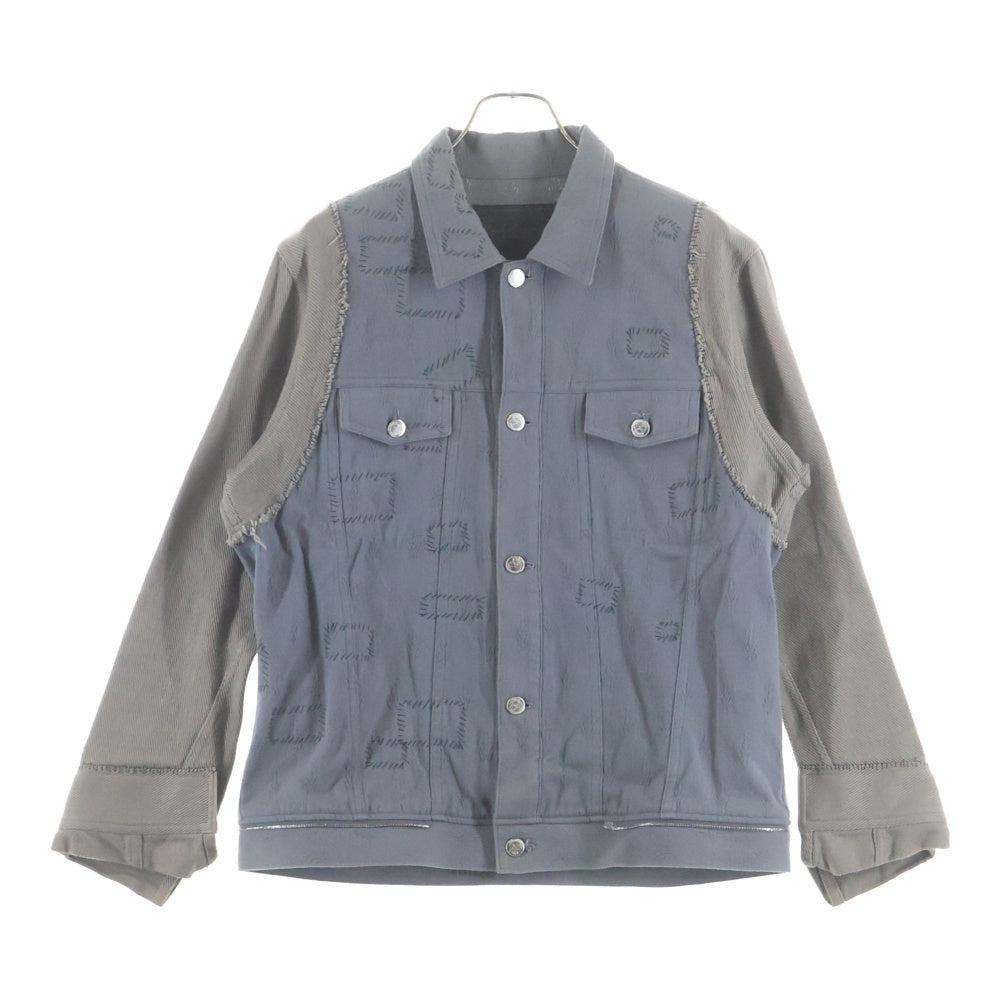 UNDERCOVER(アンダーカバー) 03SS scab期 袖切替デニムジャケット 刺繍ジャケット グレー/ブラウン U243