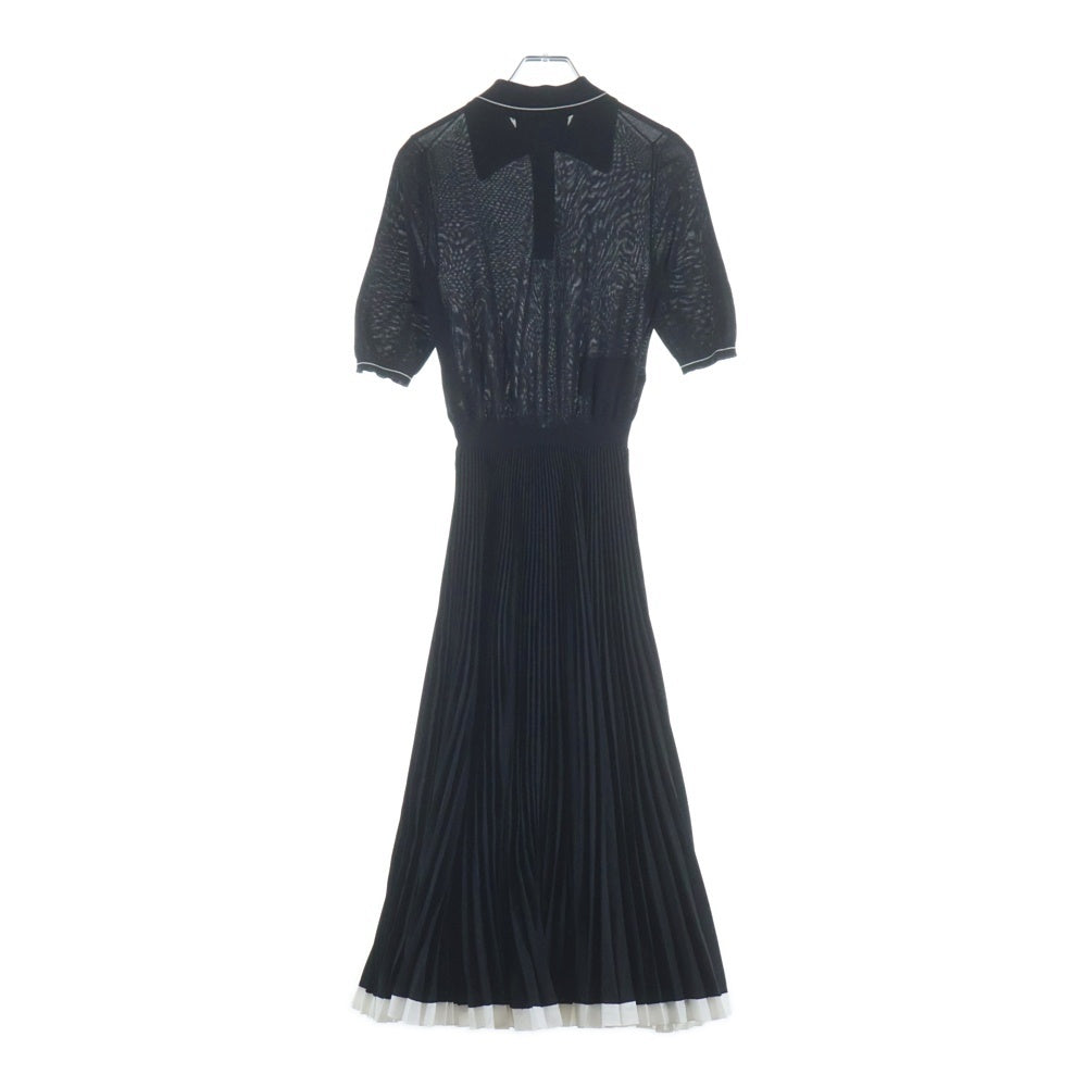 PRADA(プラダ) ニット切替ポロ 半袖シャツ ワンピース レディース ブラック P3B06M S201 10FT
