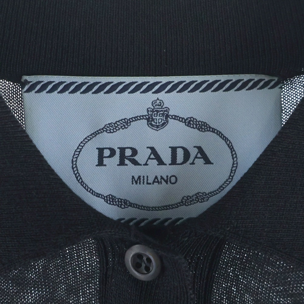 PRADA(プラダ) ニット切替ポロ 半袖シャツ ワンピース レディース ブラック P3B06M S201 10FT