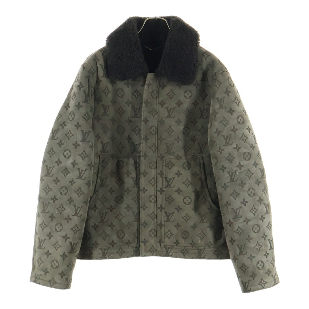 LOUIS VUITTON(ルイヴィトン) 22SS LVSEモノグラム エンボスモノグラム シアリングジャケット レザージャケット カーキ RM221Q