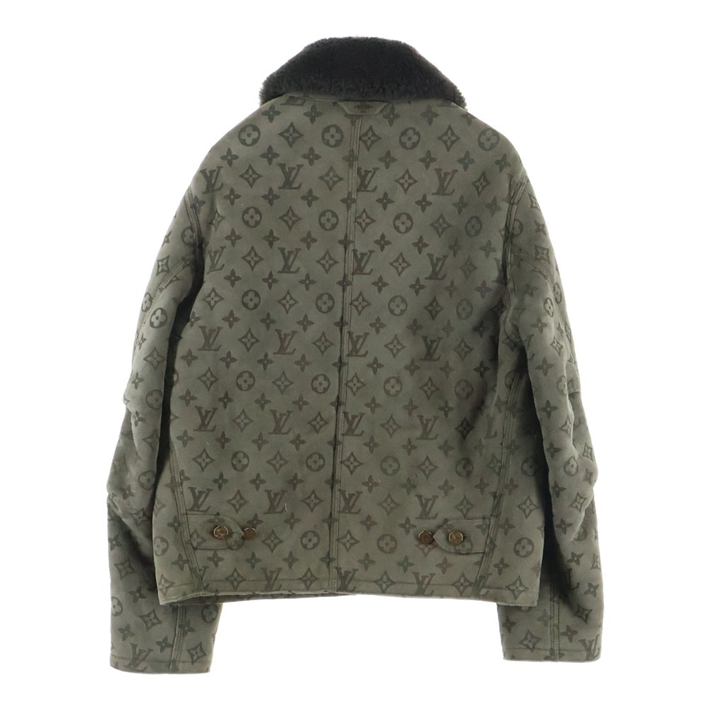 LOUIS VUITTON(ルイヴィトン) 22SS LVSEモノグラム エンボスモノグラム シアリングジャケット レザージャケット カーキ RM221Q
