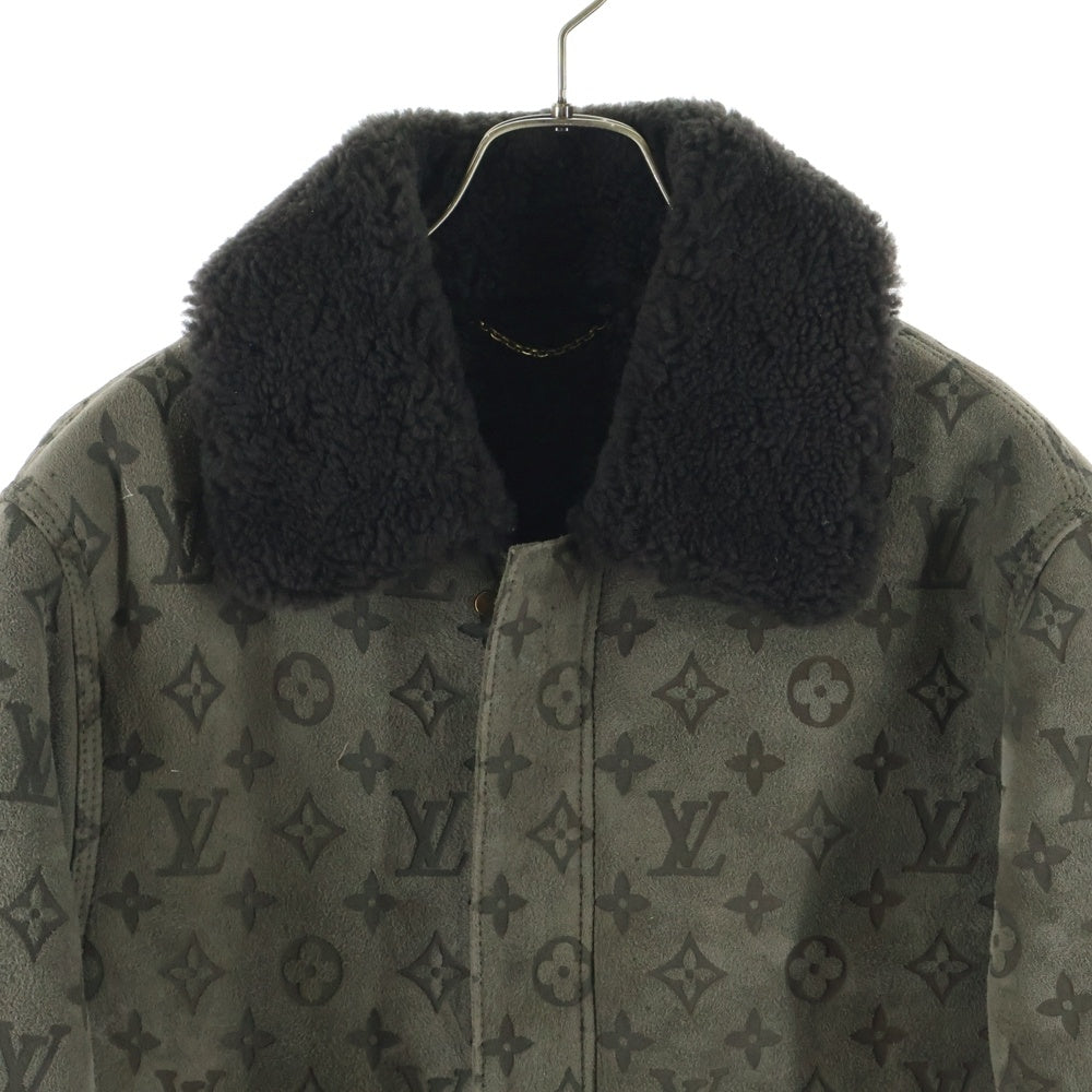 LOUIS VUITTON(ルイヴィトン) 22SS LVSEモノグラム エンボスモノグラム シアリングジャケット レザージャケット カーキ RM221Q
