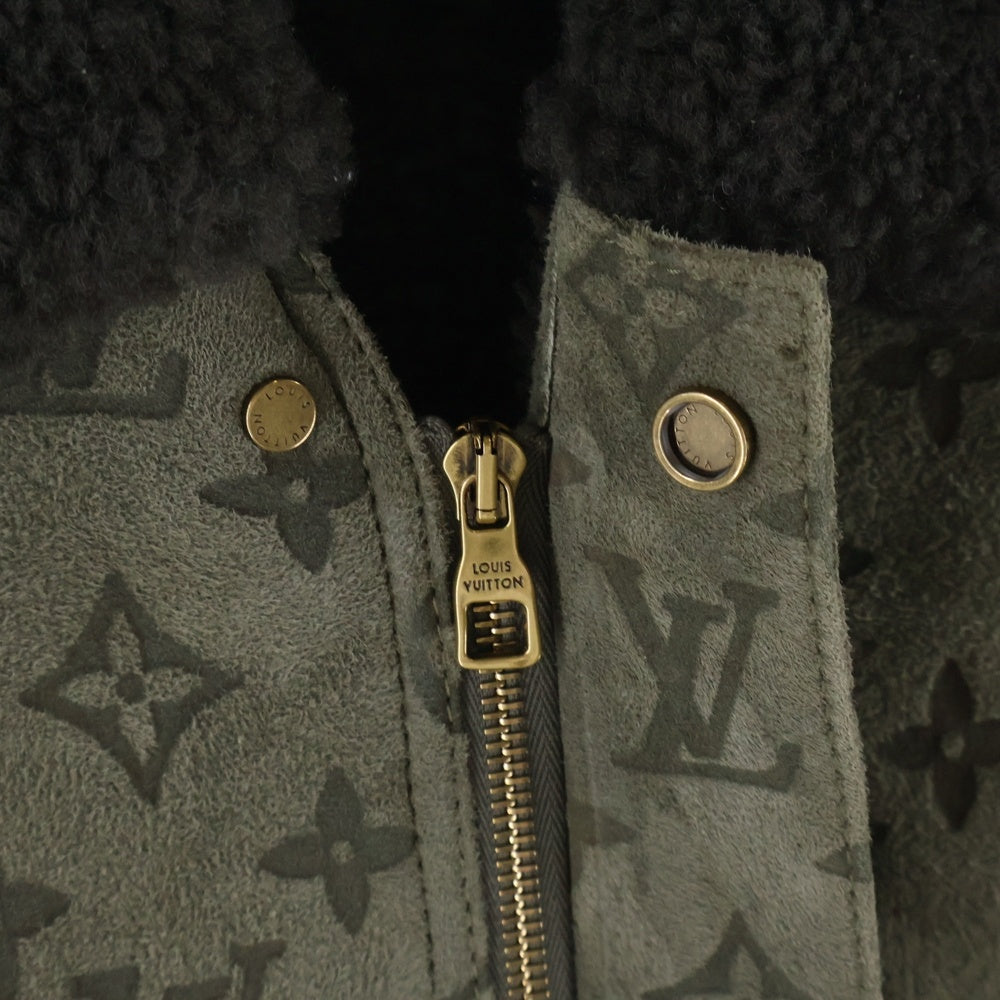 LOUIS VUITTON(ルイヴィトン) 22SS LVSEモノグラム エンボスモノグラム シアリングジャケット レザージャケット カーキ RM221Q