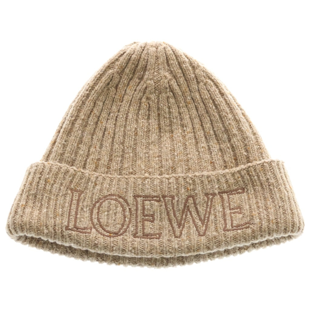 LOEWE(ロエベ) 23AW KNIT BEANIE ロゴ刺繍 ニットビーニー 帽子 ベージュ