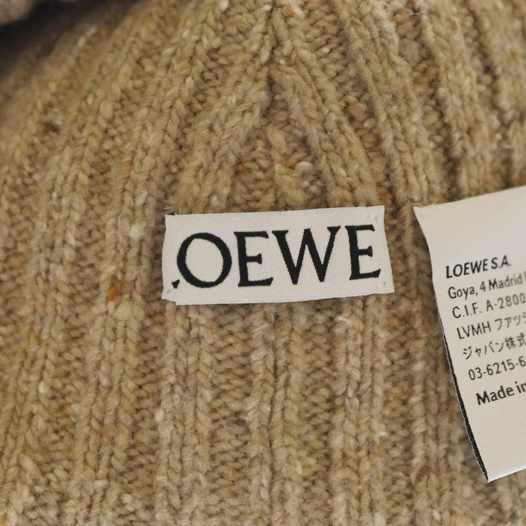 LOEWE(ロエベ) 23AW KNIT BEANIE ロゴ刺繍 ニットビーニー 帽子 ベージュ