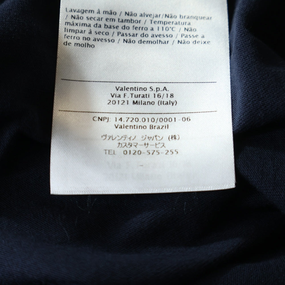 VALENTINO(ヴァレンティノ) スタッズハートグラフィック半袖Tシャツ カットソー ネイビー QV3MG13H3LE